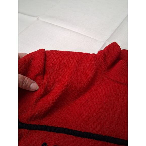 St. John Collection by Marie Gray Red Catalina Knit Sweater Black Beading Small - Picture 13 of 14